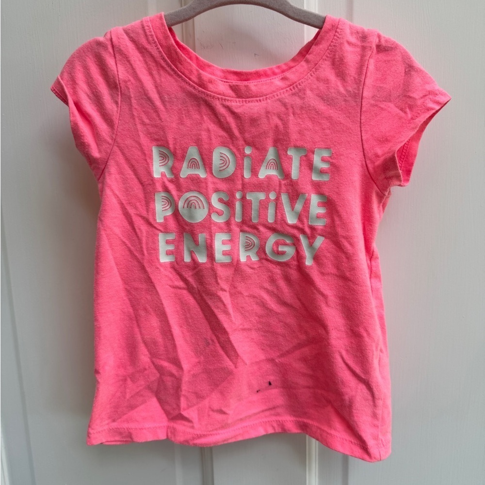 Cat & Jack 2T Girls Pink Short Sleeve Tee Shirt Blouse Radiate Positive Energy - Picture 1 of 7
